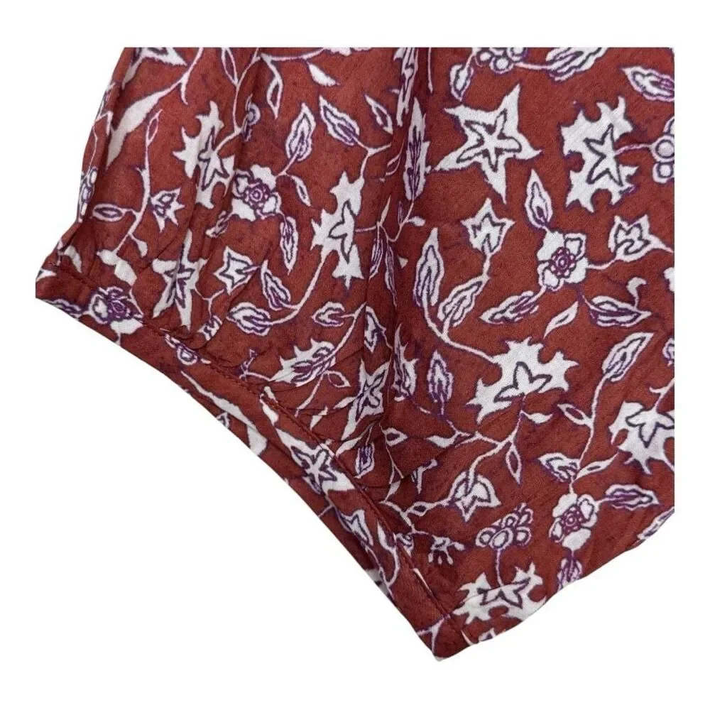 Madewell‎ Puff-Sleeve Wrap Crop Top in Batik Vine small nwot